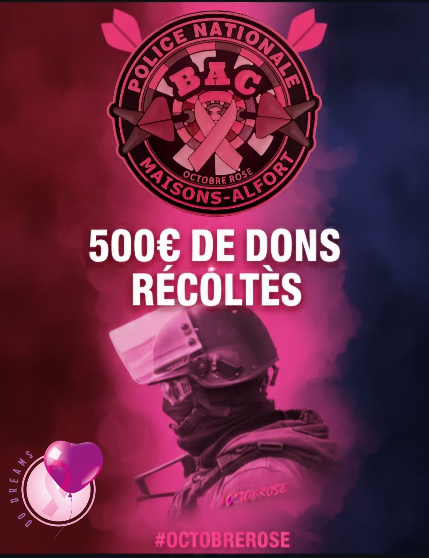 Un IMMENSE MERCI à la BAC de Maisons-Alfort pour Octobre Rose !